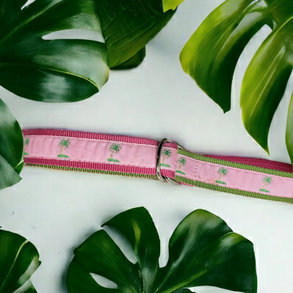 Leatherman Nylon Woven Preppy Palm Tree Adjustable Belt Size small Resortwear